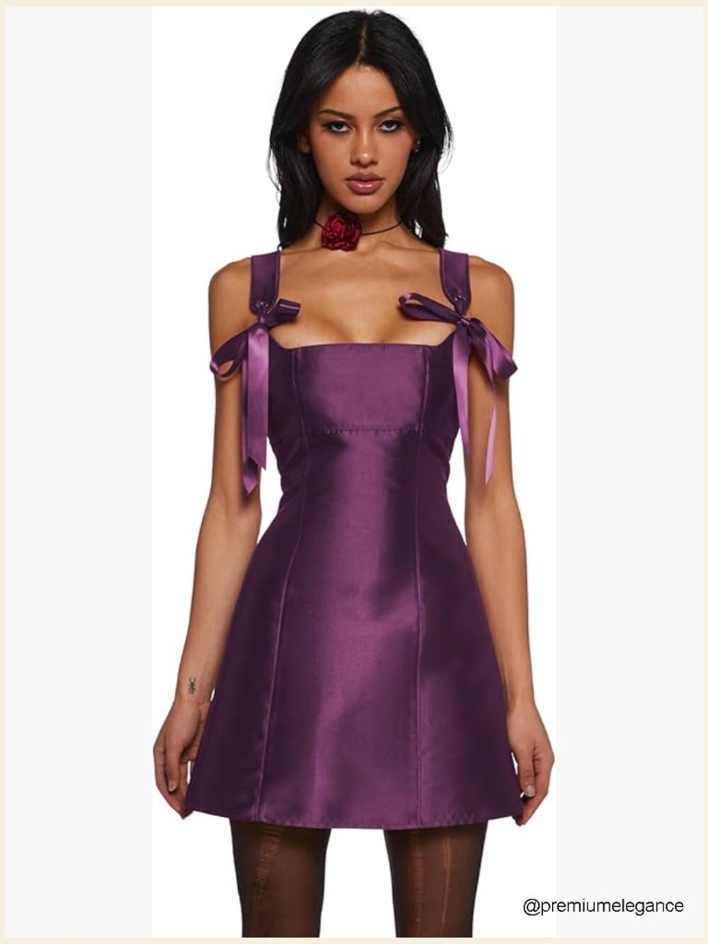 Taffeta Fit And Flare Mini Dress With Adjustable Ribbon Ties